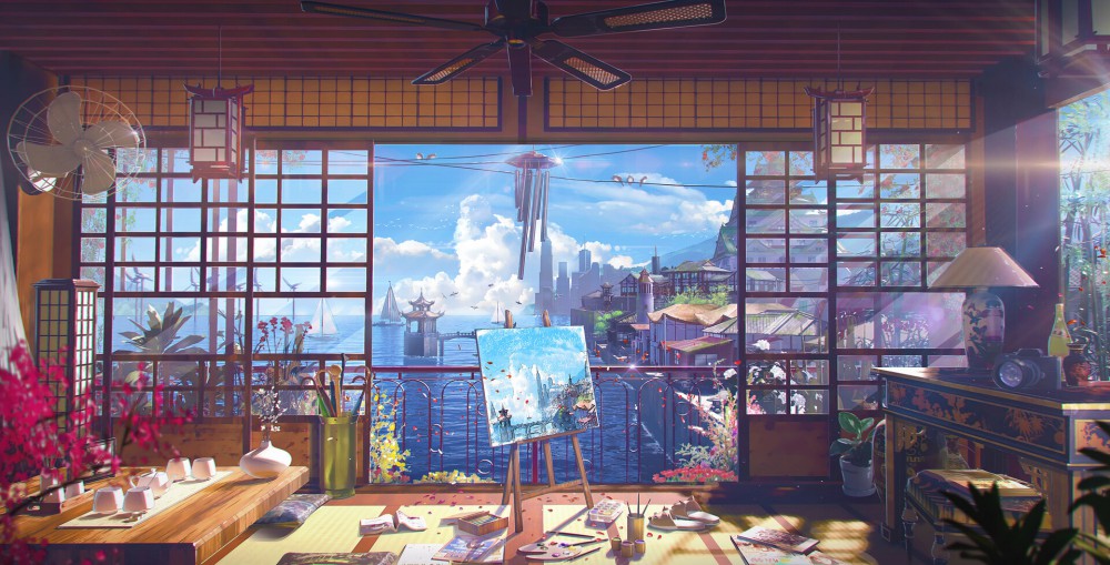 ArtStation房间内部绘画景观电脑壁纸