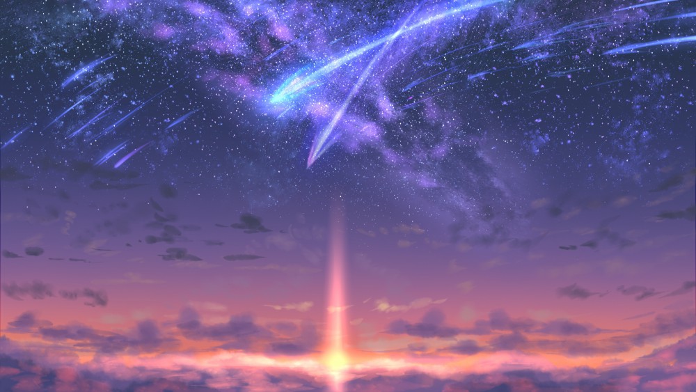 日落晚霞天空流星高清壁纸