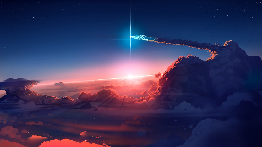 彗星云朵太阳阳光星星天空高清壁纸