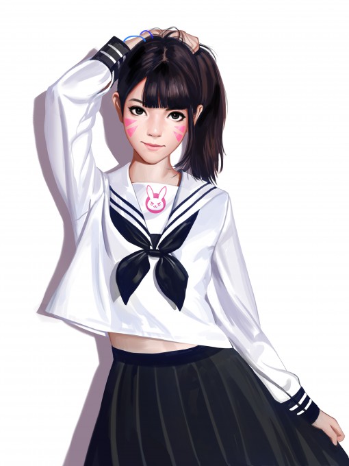 守望先锋D.Va校服4k手机壁纸(3000x4000)