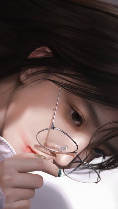 带眼镜眼镜的女生面部好看的人物插画绘画4k高清动漫壁纸(2160x3840)