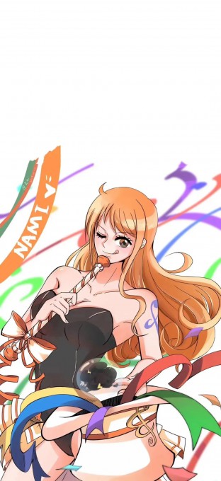 航海王娜美白色背景动漫手机壁纸(1080x2352)