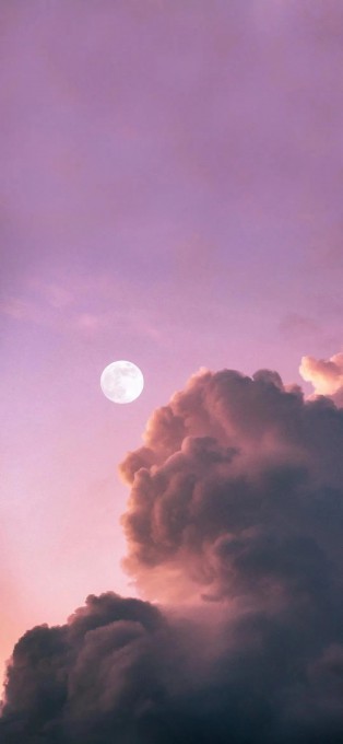 傍晚月亮满月天空风景全屏手机壁纸