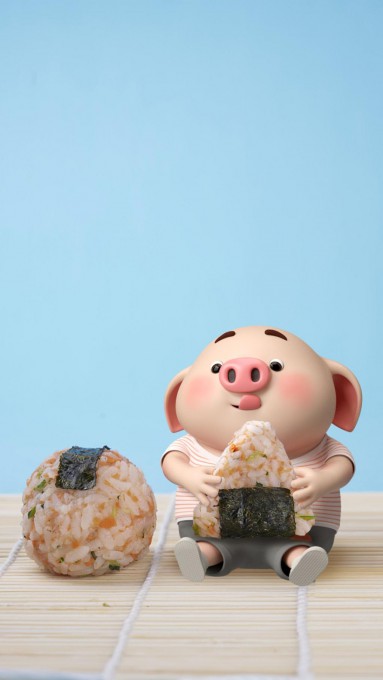 吃饭团的可爱猪小屁