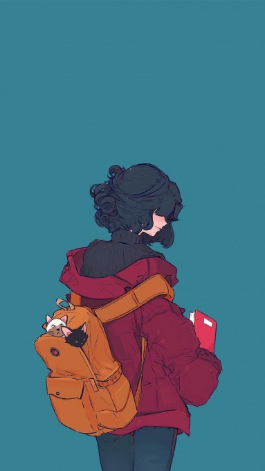创意潮流美少女动漫插画图片手机壁纸