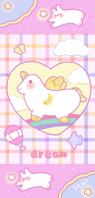 少女心可爱紫色卡通手机壁纸