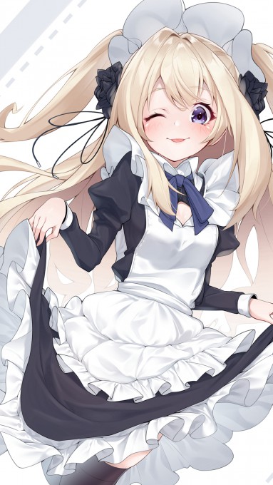 女仆装美女性感插画手机壁纸