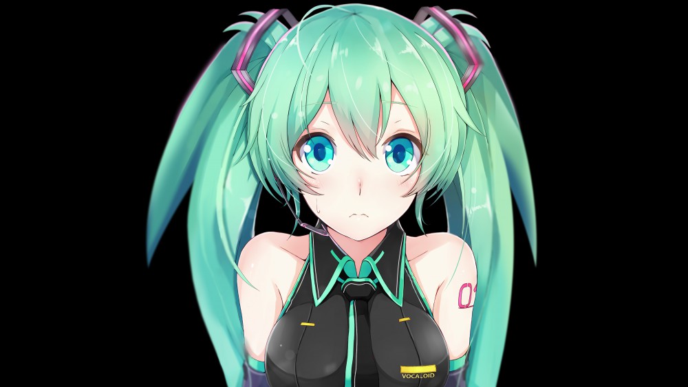 初音未来黑色背景4k壁纸