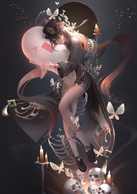 《原神》胡桃人头骨6k手机壁纸