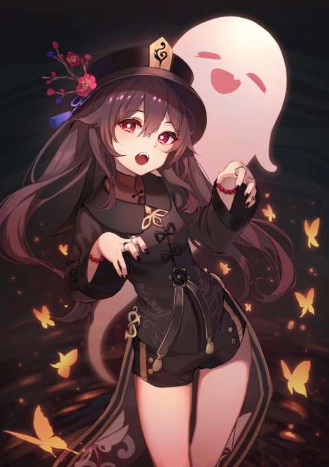 《原神》胡桃蝴蝶幽灵2k手机壁纸