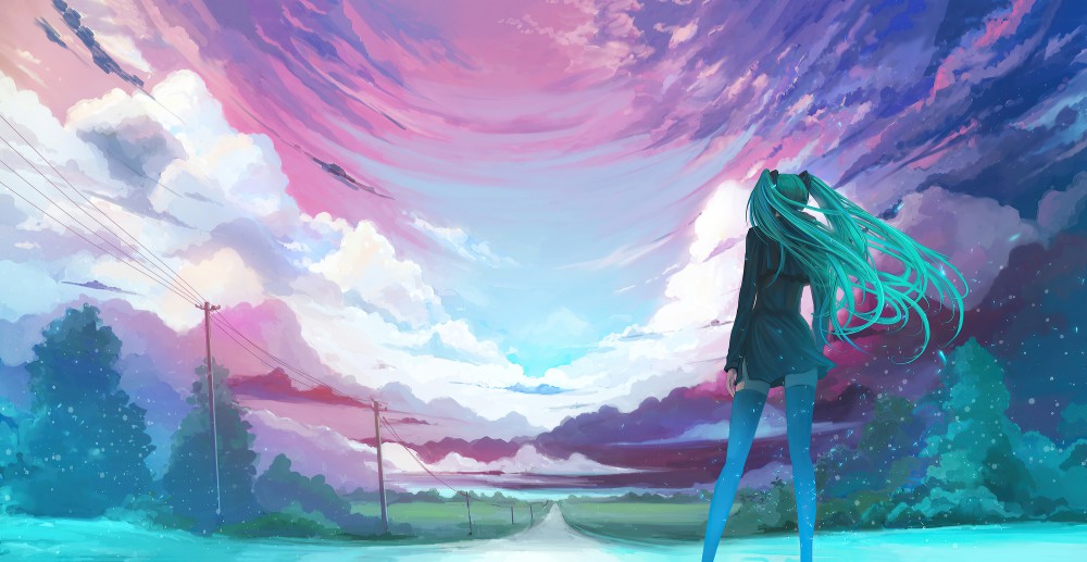 初音未来vocaloid背影高清4k壁纸