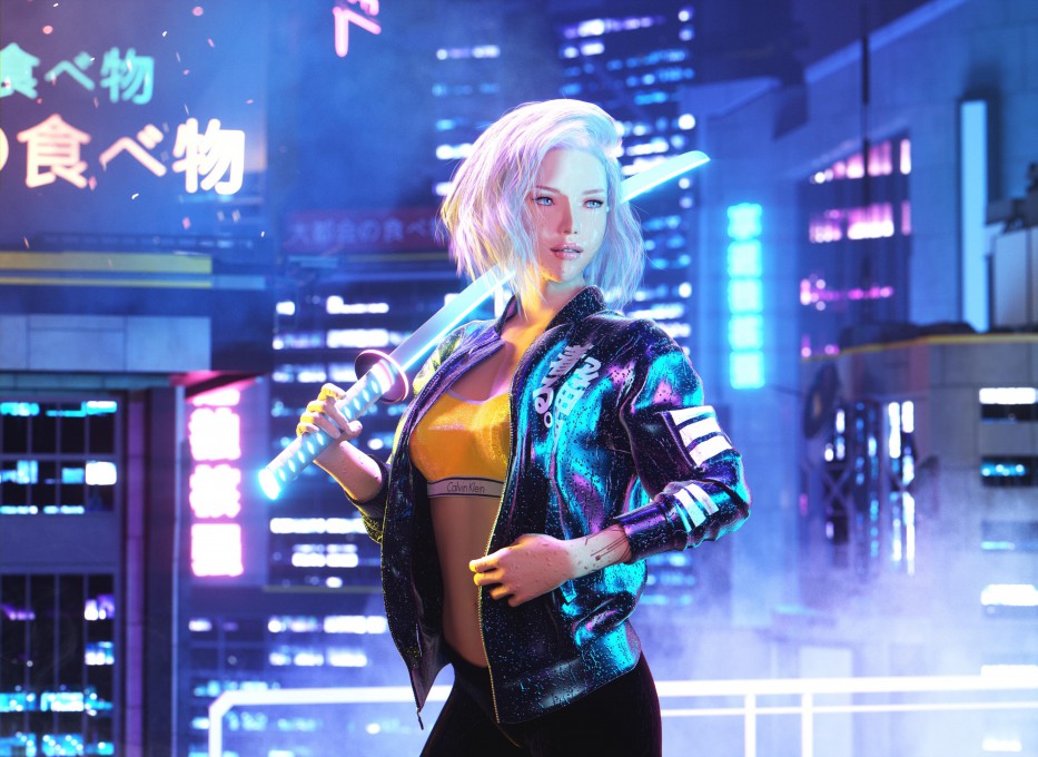 《赛博朋克2077》女孩高清电脑桌面4k壁纸