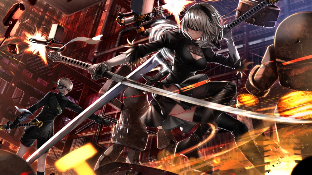 《尼尔：机械纪元》2B9S游戏桌面壁纸(1920x1080)