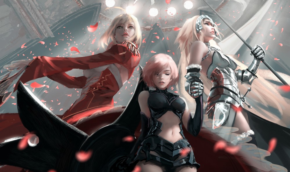 《Fate》红saber玛修贞德4k桌面壁纸
