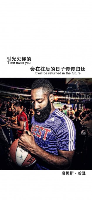 NBA篮球明星哈登励志文字高清手机壁纸(1242x2688)