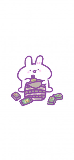 可爱萌兔子吃鸡手绘手机壁纸