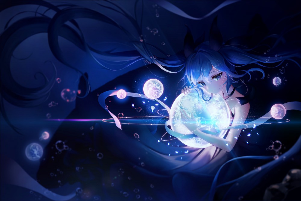 初音未来vocaloid魔法球体长发高清桌面壁纸