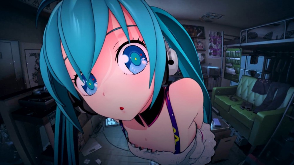 初音未来vocaloid房间脸部特写耳机高清桌面壁纸