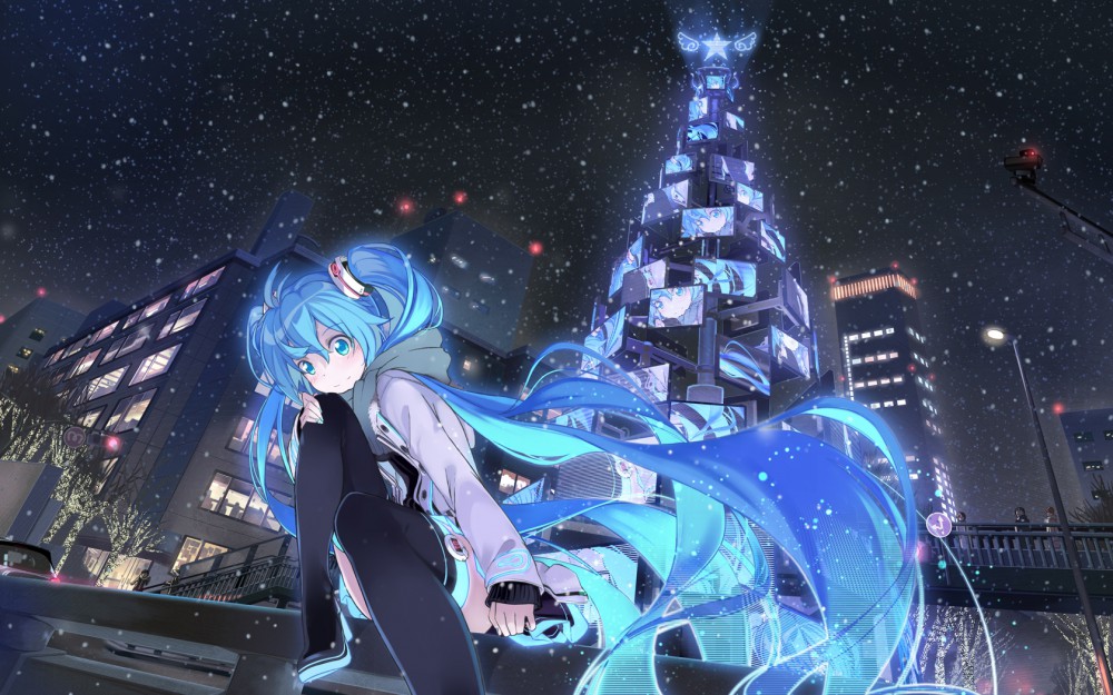 初音未来vocaloid围巾双马尾高清动漫桌面壁纸(1680x1050)
