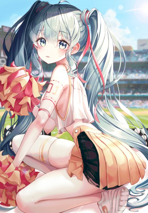 初音未来蹲着百褶裙6k手机壁纸(5000x7167)