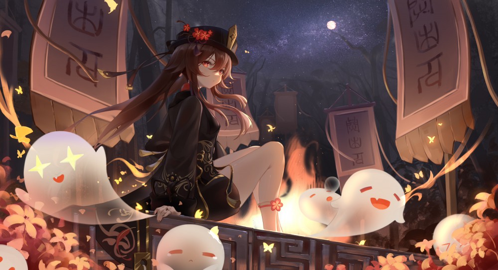 原神胡桃鬼魂飞舞2k电脑桌面壁纸(3500x1900)
