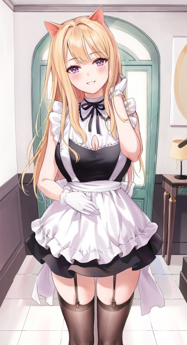 女仆装金色长发猫女4k手机壁纸(2568x4721)