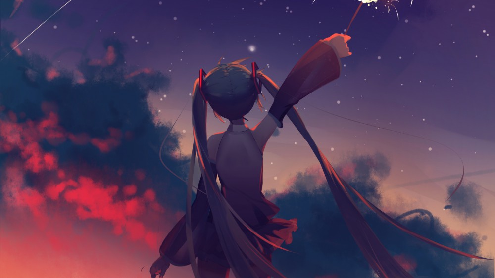 初音未来vocaloid背影高清图片2k桌面壁纸