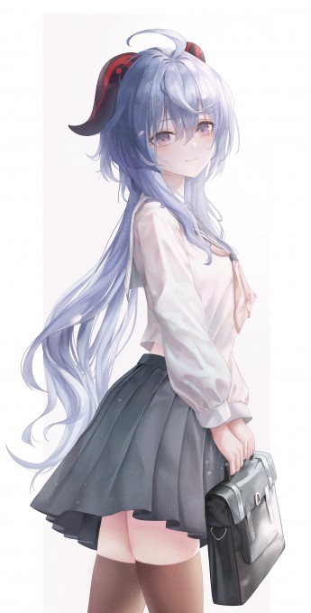 原神甘雨学生装扮2k手机壁纸(1734x3421)