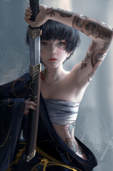 鬼刀小绿拔剑4k手机壁纸(2650x4000)