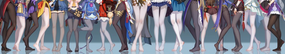 原神一排女角色美腿超宽带鱼屏8k壁纸
