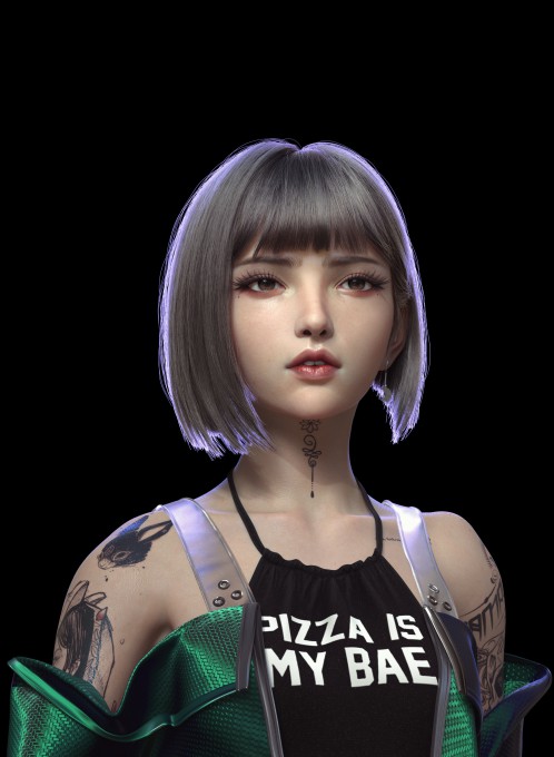 3D短发女孩高清手机壁纸