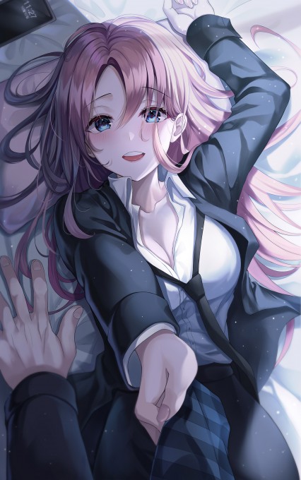 粉红色头发女孩2k手机壁纸(2000x3193)