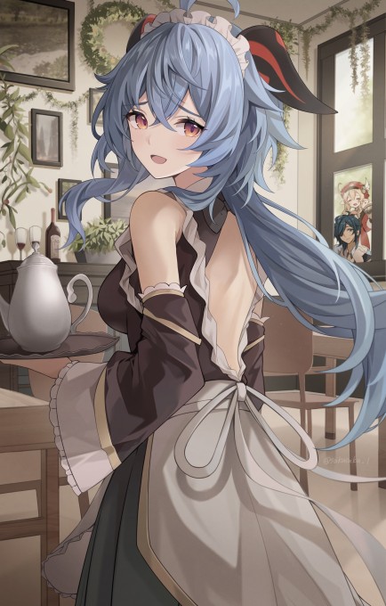 原神甘雨女仆装5k手机壁纸(3310x5183)