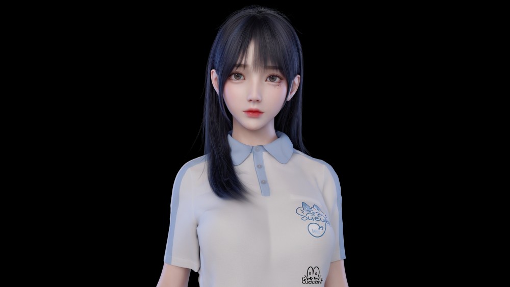 女孩黑色背景2k电脑桌面壁纸