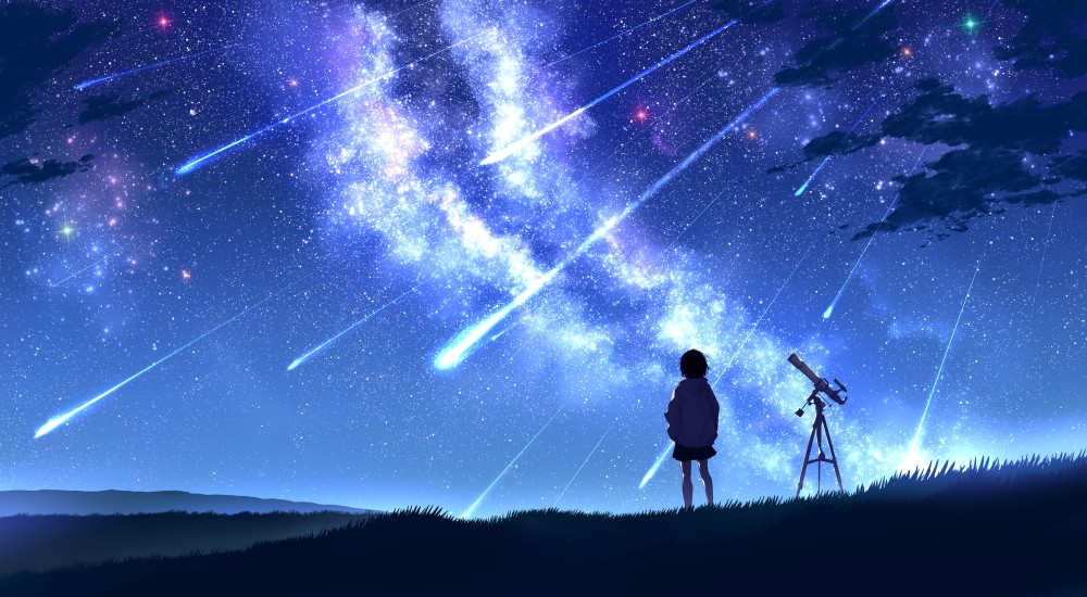 动漫夜晚星空流星8k电脑桌面壁纸