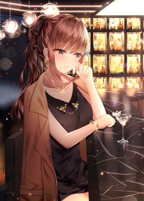 酒吧吧台女孩4k手机壁纸