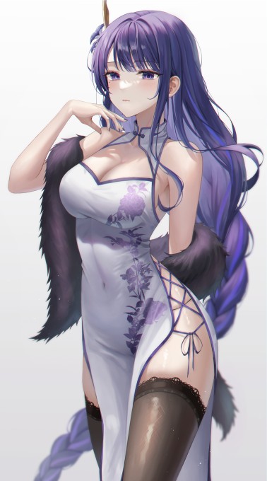 原神雷电将军身穿紧身旗袍6k手机壁纸(3888x7000)