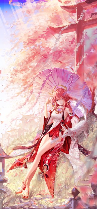 《原神》八重神子6k手机壁纸(3507x7500)