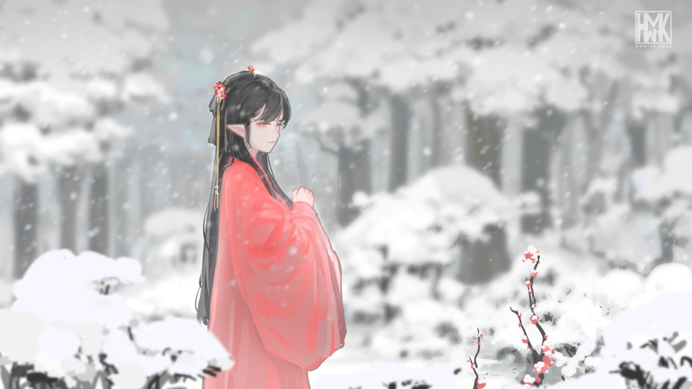 红衣白雪(3555x2000)