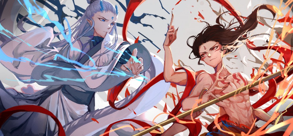 《哪吒之魔童降世》哪吒敖丙对决高清电脑壁纸