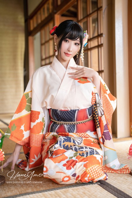 雨波和服跪坐