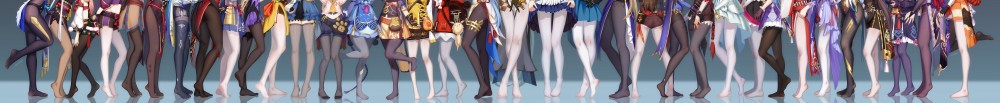 原神一排女角色美腿进阶版超宽带鱼屏8k壁纸