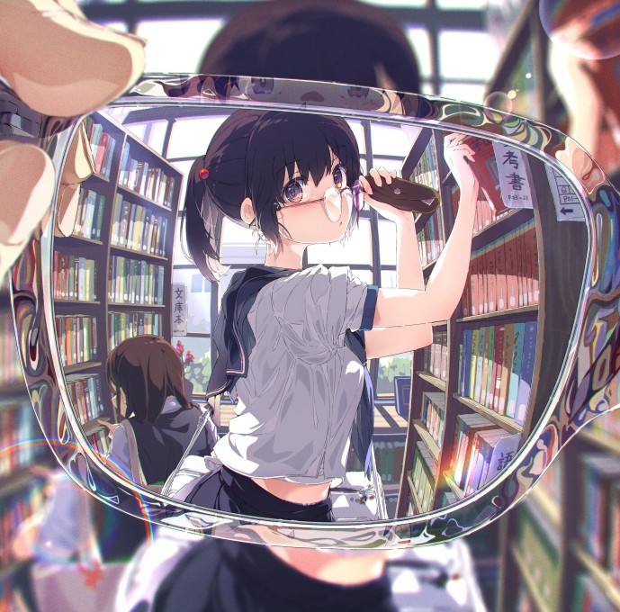 眼镜中的女孩4k电脑桌面壁纸