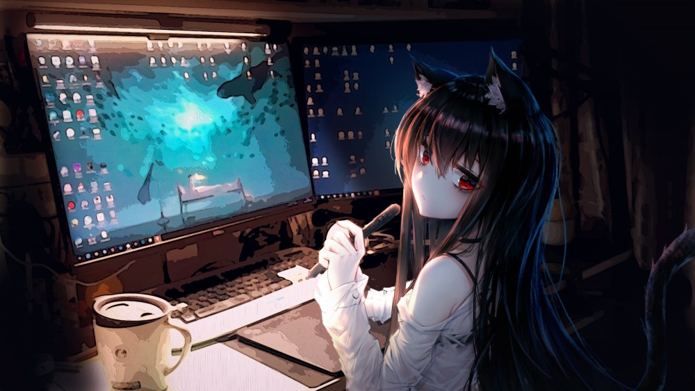 动漫猫女2k高清壁纸