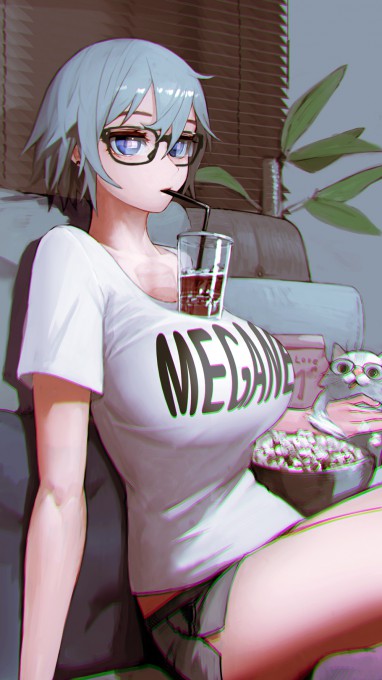 带眼镜动漫美女高清壁纸
