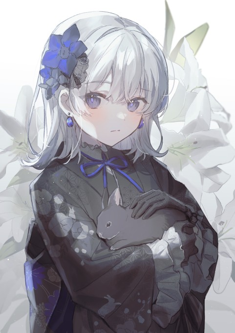 银色长发女孩4k手机壁纸