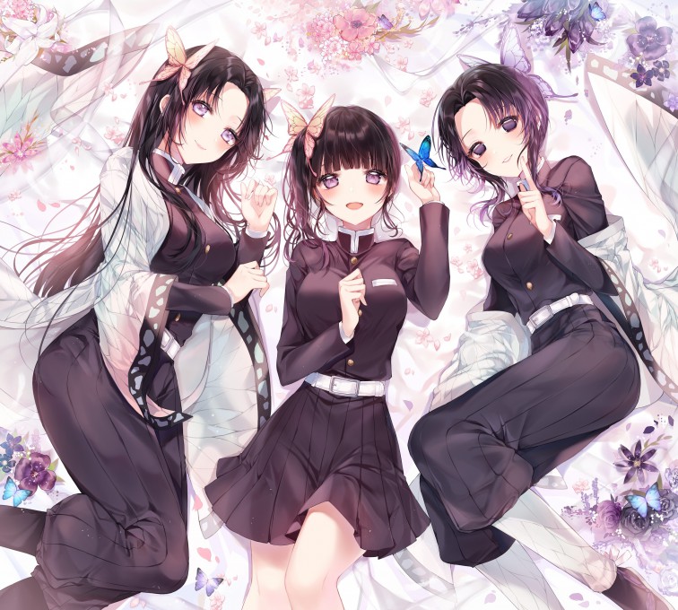 《鬼灭之刃》蝴蝶三姐妹高清动漫壁纸(3200x2880)