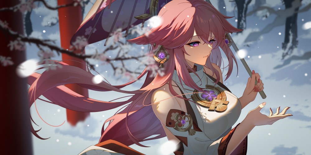 《原神》八重神子6k电脑桌面壁纸(7000x3500)