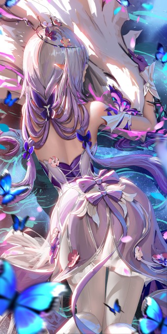 崩坏：星穹铁道遐蝶白丝背影4k手机壁纸(2000x4000)