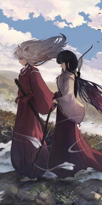 犬夜叉和桔梗高清动漫手机壁纸(1080x2160)